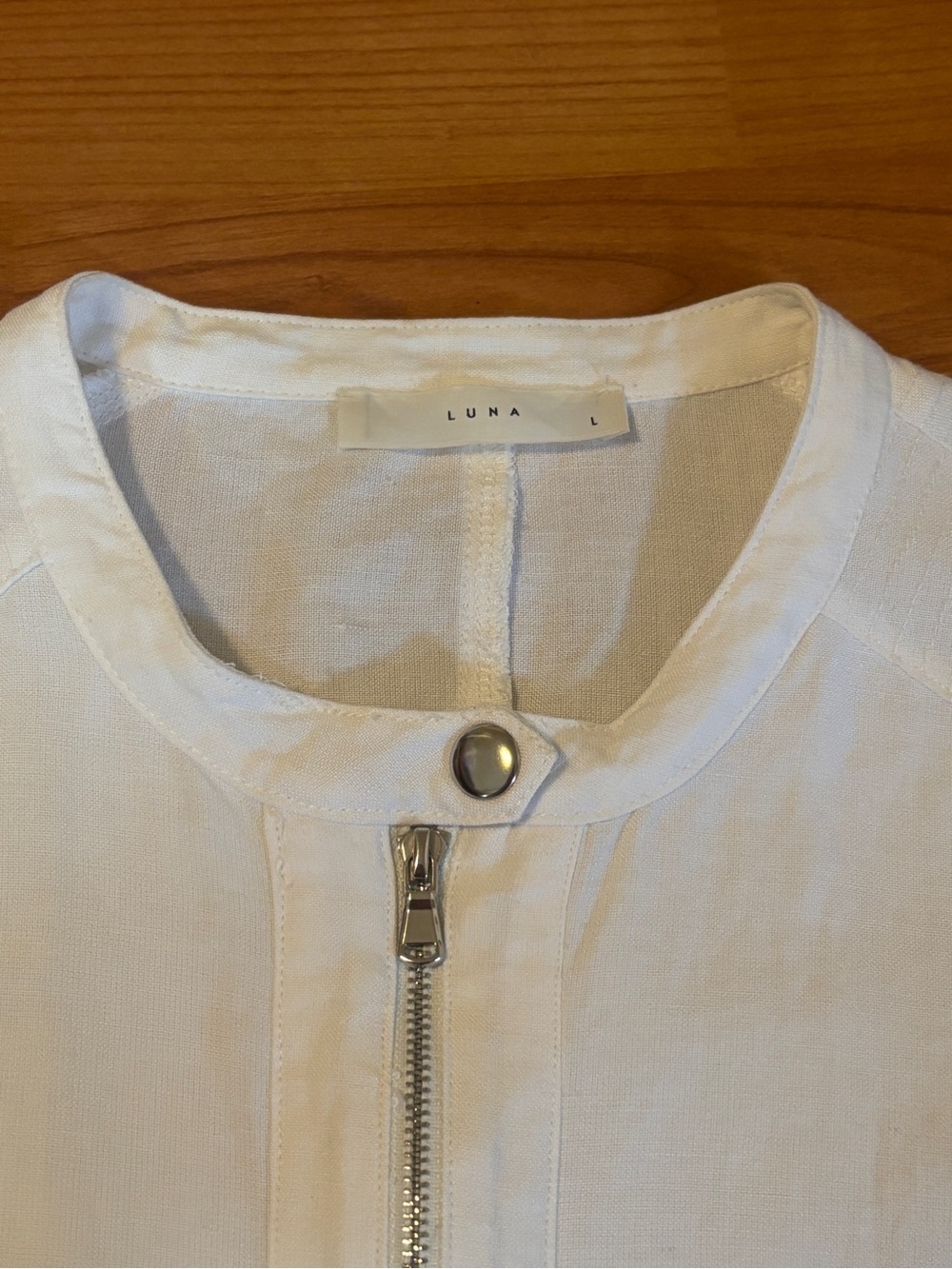Linen Cream White Lightweight Blazer Blouse Top - Picture 4 of 6